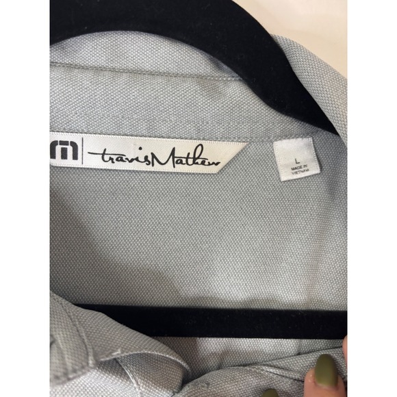 Travis Mathew Gray Golf Polo Shirt Striped Logo Mens Size L - Picture 3 of 7